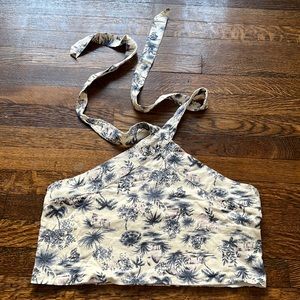 NWT Abercrombie & Fitch Halter Tie Back Tropical Crop XL